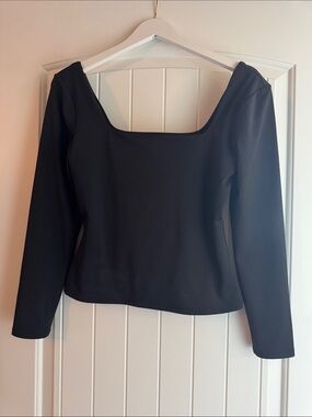 Express Black Long Sleeve Square Neck Top